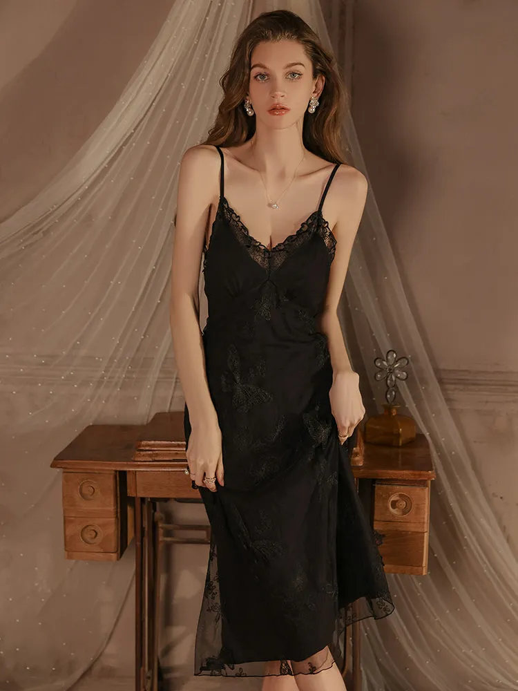 Satin Nightgown with Lace Details