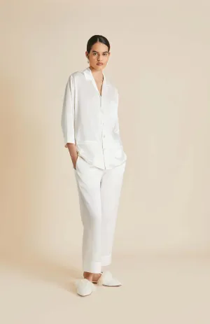Satin Safedi | White Satin Loungewear Set