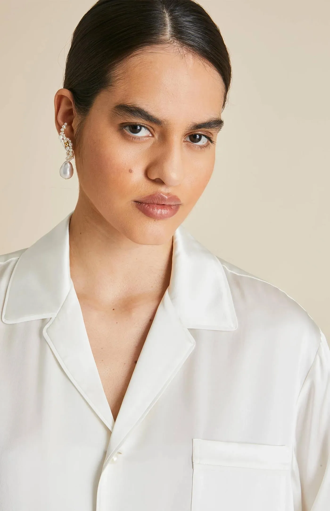 Satin Safedi | White Satin Loungewear Set