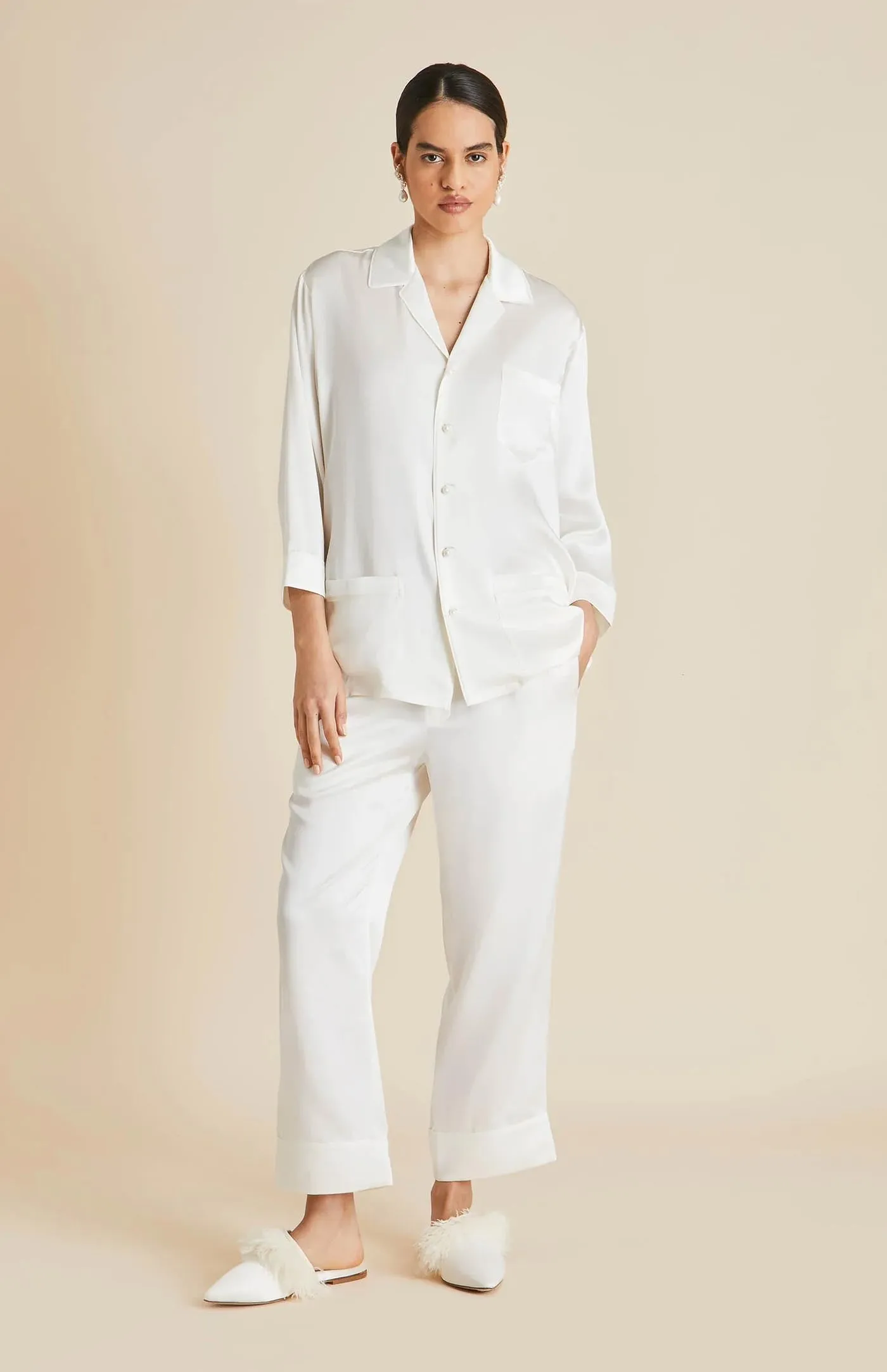 Satin Safedi | White Satin Loungewear Set
