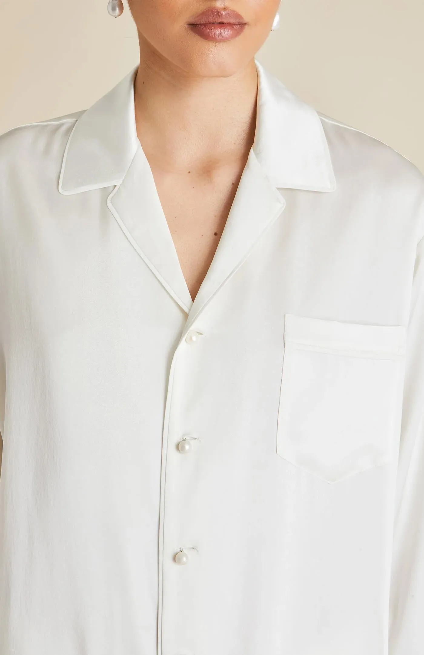 Satin Safedi | White Satin Loungewear Set