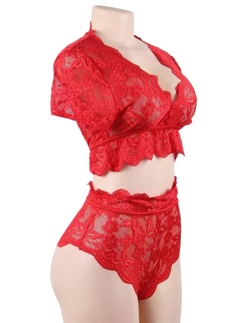 Scandals High Waist Lace Lingerie- Bra Panty Underwear Set