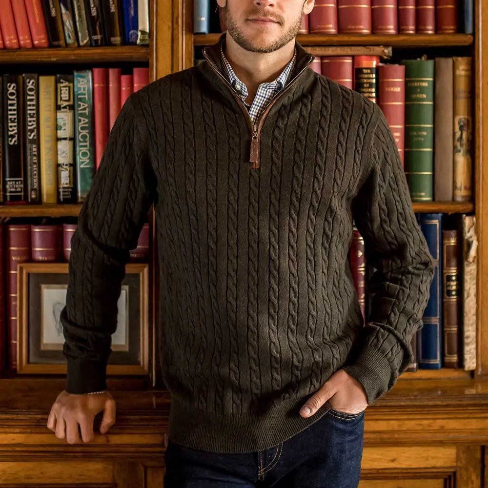 Schoffel Men's Cashmere Cable 1/4 Zip Jumper