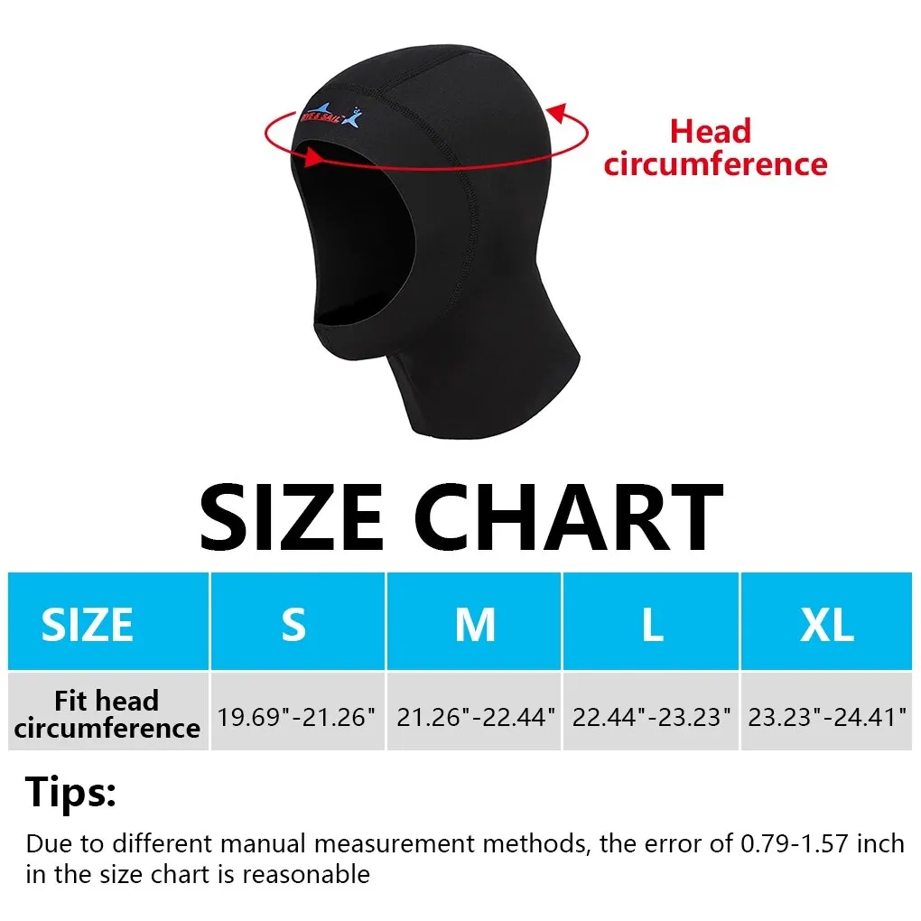 Scuba Black Neoprene Diving Hood with Headband
