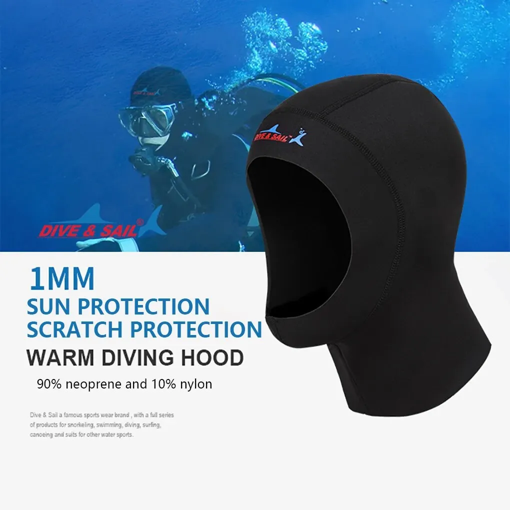 Scuba Black Neoprene Diving Hood with Headband