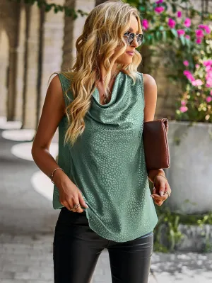Sea Green Textured Cowl Neck Top