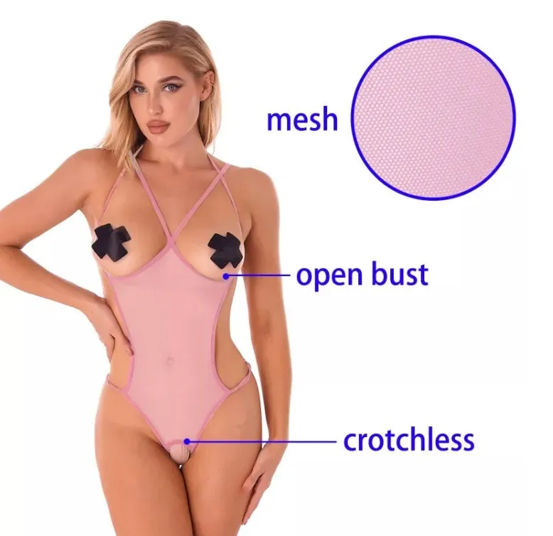See Through Bodysuit | Crotchless Bodysuit | Sexy Bodysuit | Shelf Bra