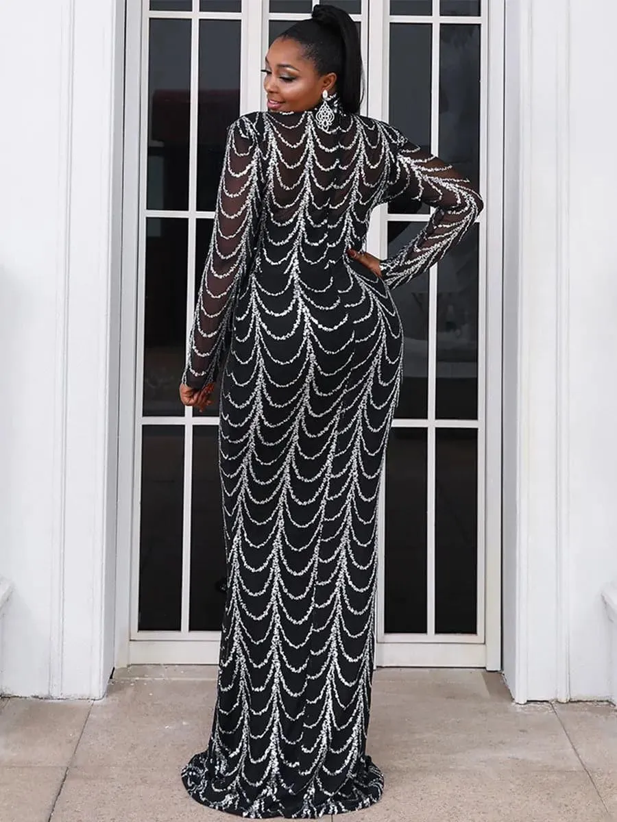See-through Ripple Cocktail Dress M0032