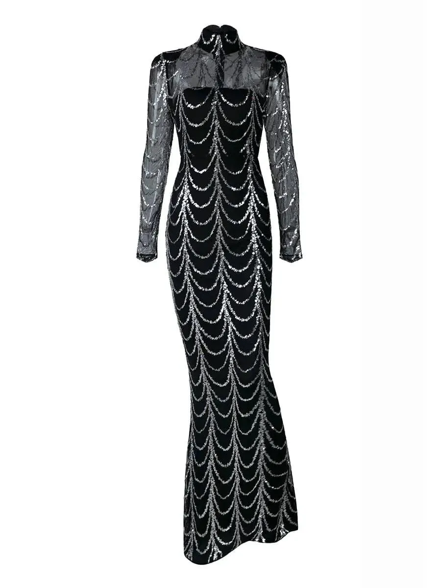 See-through Ripple Cocktail Dress M0032