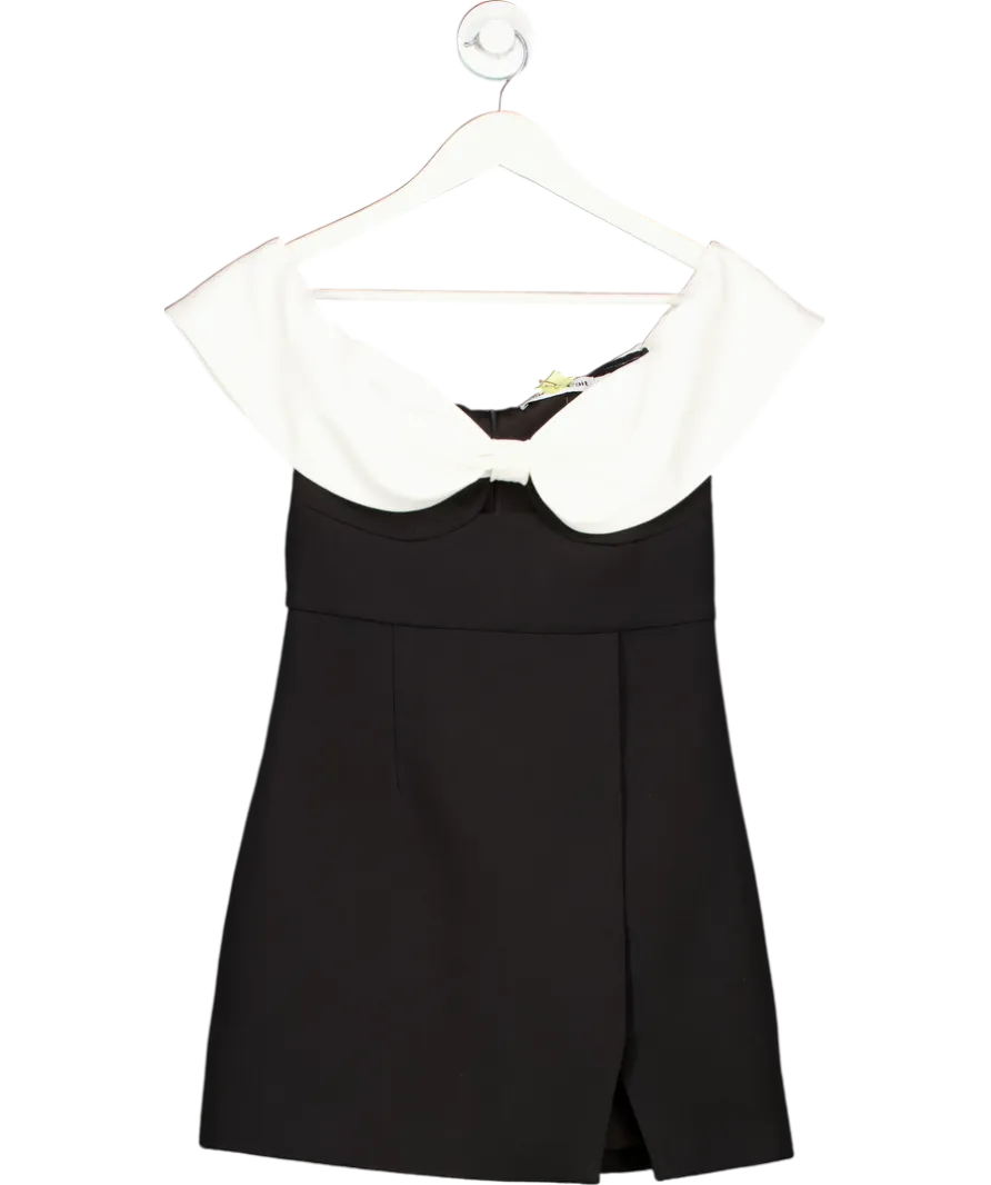 Self-Portrait Black Knit Bow Mini Dress UK 8