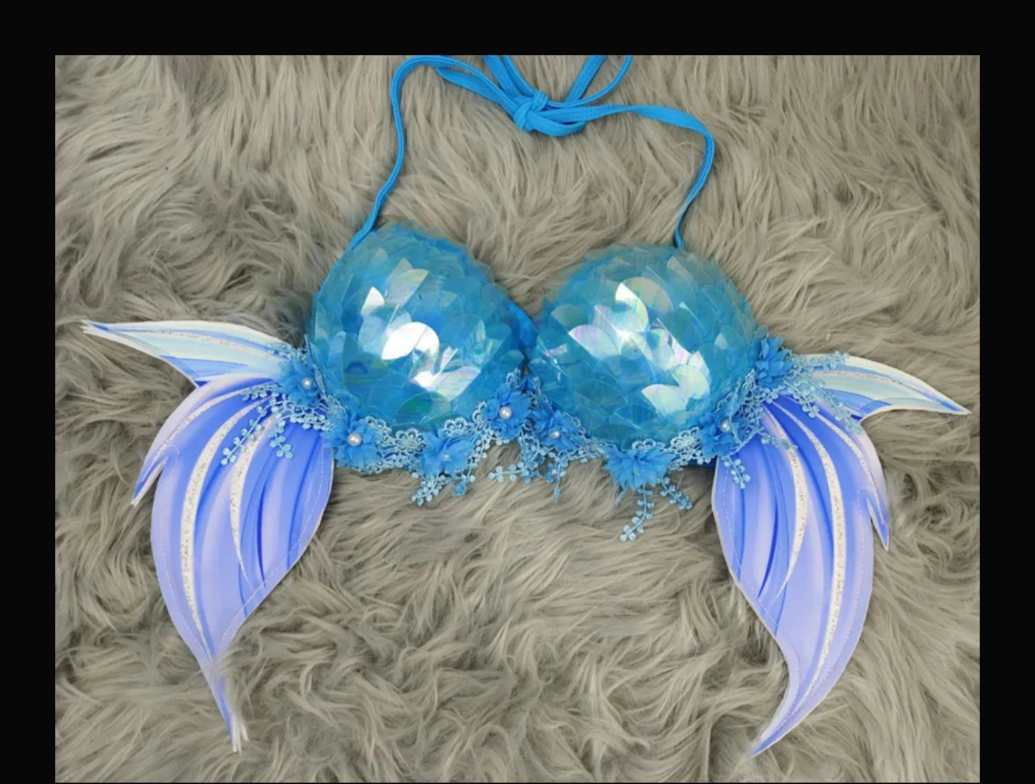 Sequin Mermaid Bikini with Winged Wrap