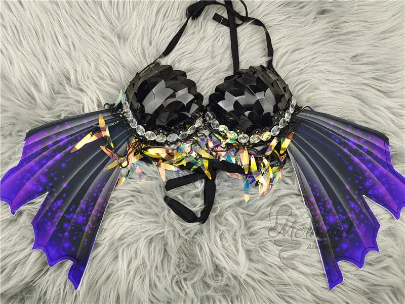Sequin Mermaid Bikini with Winged Wrap