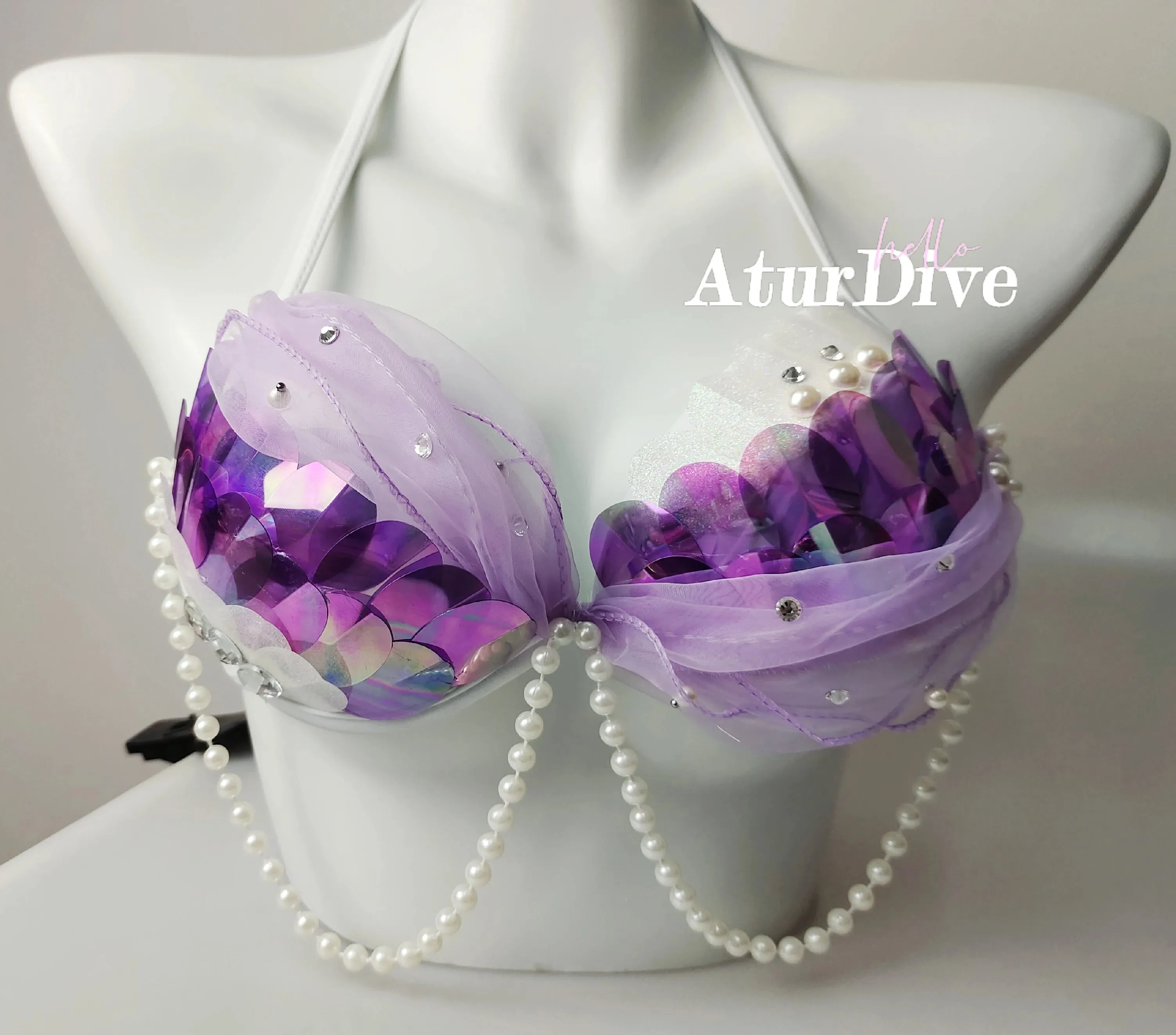 Sequin Mermaid Bikini with Winged Wrap
