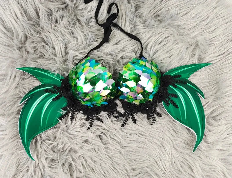 Sequin Mermaid Bikini with Winged Wrap
