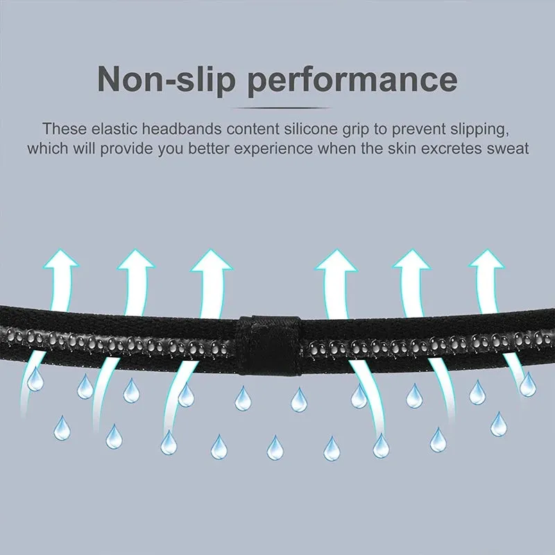 Set of 4 Solid Non-Slip Elastic Sports Headbands - Unisex Exercise Sweatbands