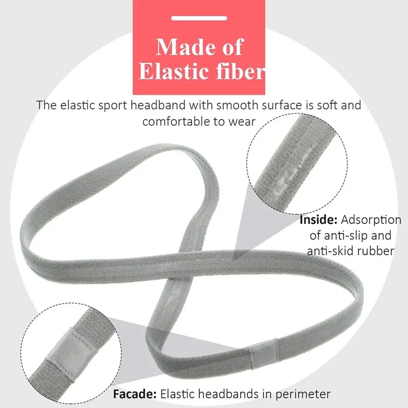 Set of 4 Solid Non-Slip Elastic Sports Headbands - Unisex Exercise Sweatbands