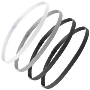 Set of 4 Solid Non-Slip Elastic Sports Headbands - Unisex Exercise Sweatbands