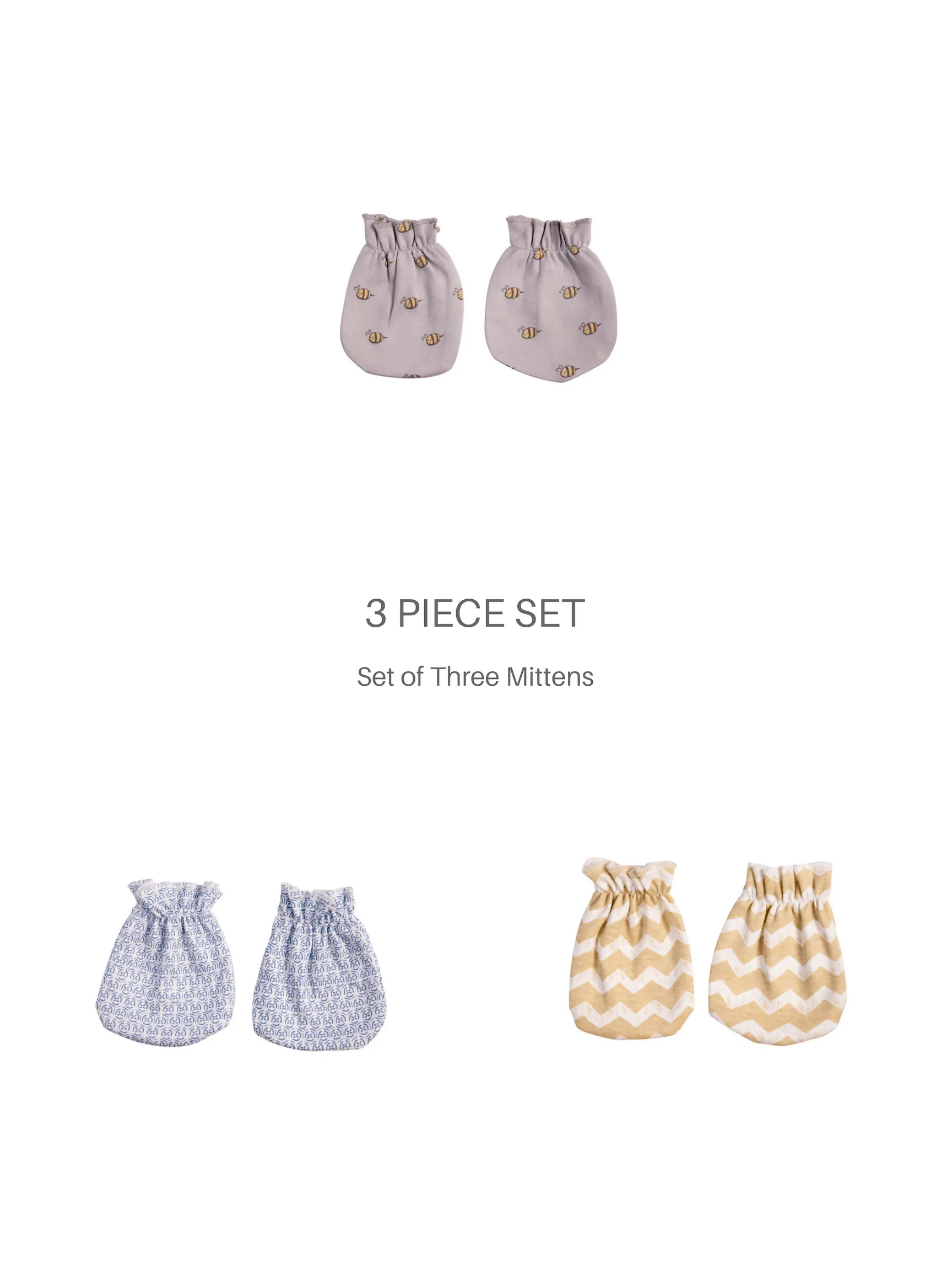 Set of Baby Unisex Organic Mittens (3 Piece Set)