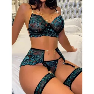 Sexy Floral Lace Underwire Lingerie Set