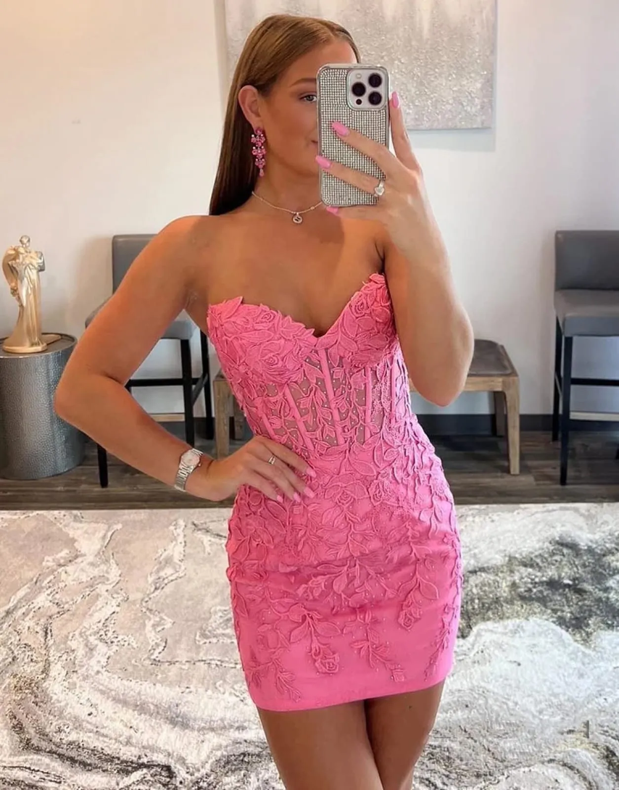 Sexy Lace Strapsless Sweetheart Corset Back Short Mini Homecoming Dress