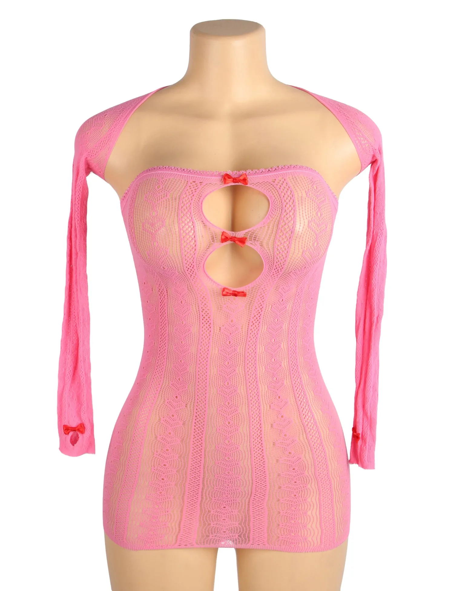 Sexy Long Sleeves Hollow Out Bow Egypt Bodystocking