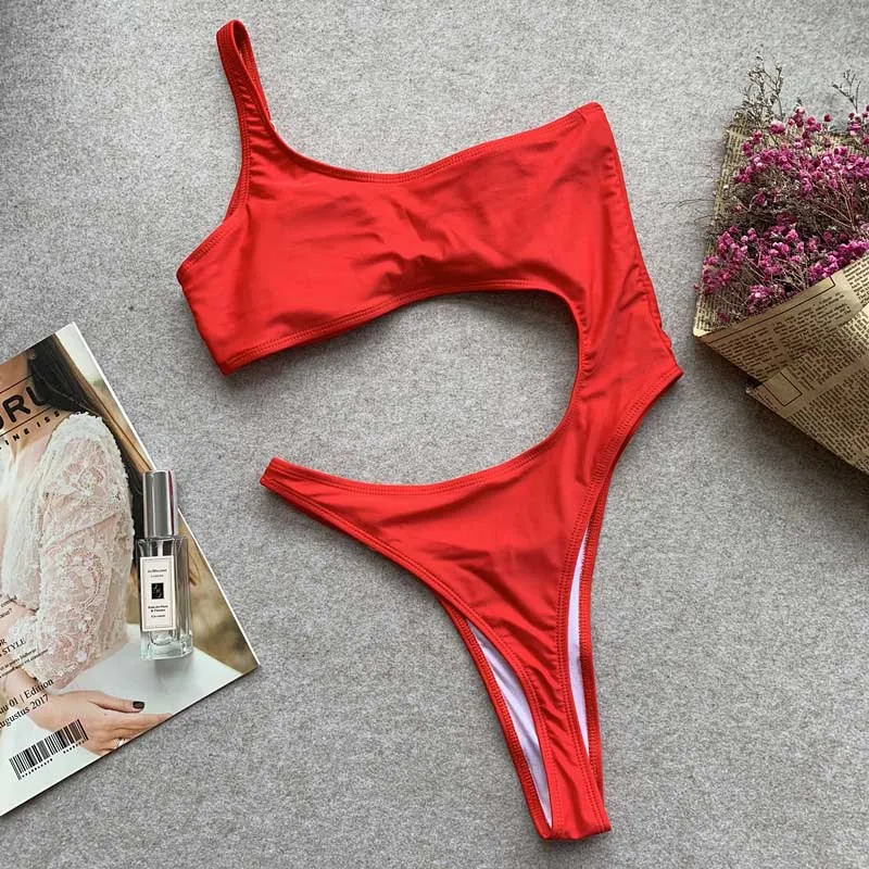 Sexy One Shoulder One Piece Swimsuit High cut