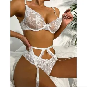 Sexy Sheer Floral Lace Bridal Lingerie Set