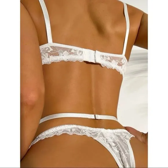 Sexy Sheer Floral Lace Bridal Lingerie Set