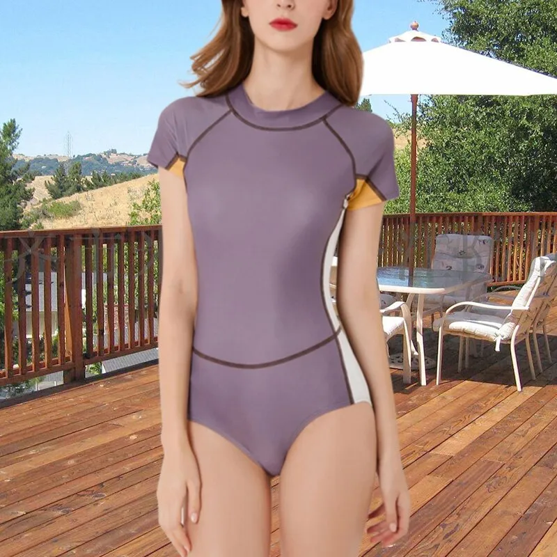 Sexy Short Sleeve Swimsuit One Piece Women Swimwear