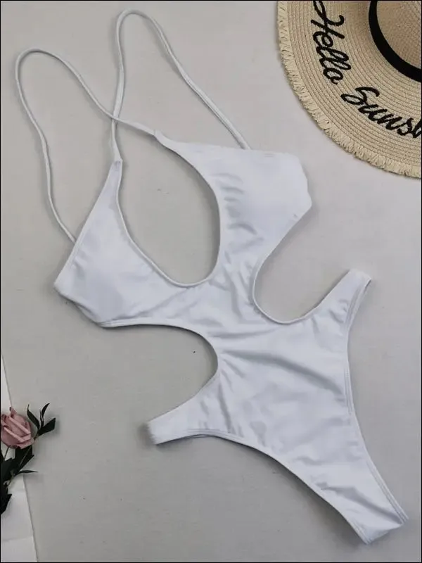 Sexy solid hollow out one piece swimsuit female plus size swimwear women backless bathing suits