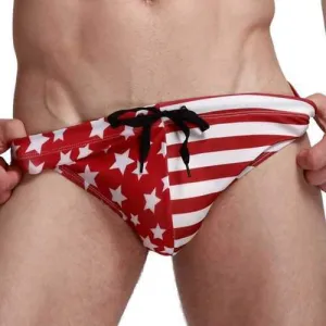 Sexy Stars Stripes Printing Beach Bikini Swim Trunks for Men