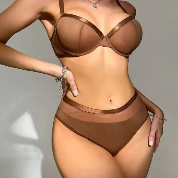 Sexy Sheer Nude Lingerie Set