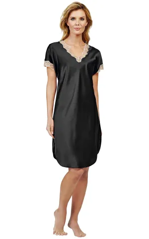Shadowline Nightgown Sleep Shirt Charming Silky Satin Charmeuse Style 4503