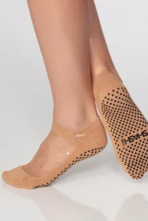 SHASHI Sparkle Mesh Regular Toe Nude