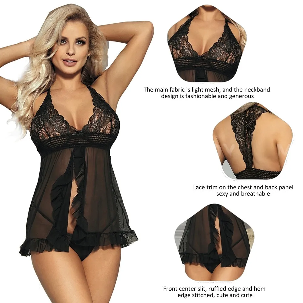 Sheer Mesh Halter Lingerie Egypt Set