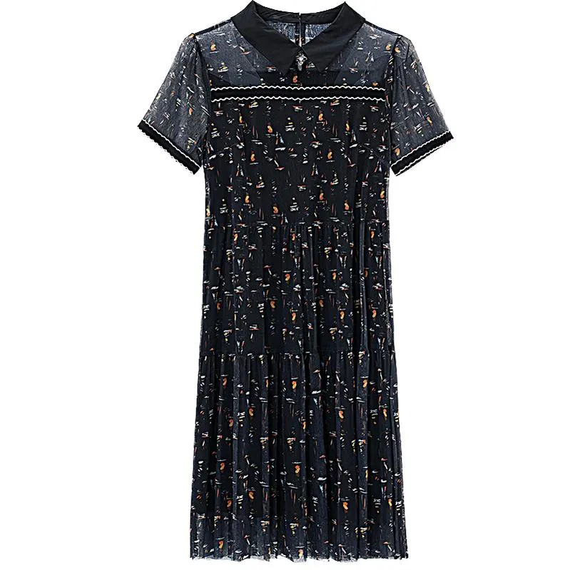Sheer Mid-length Mesh Dress with a Flattering Fit