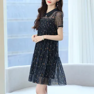 Sheer Mid-length Mesh Dress with a Flattering Fit