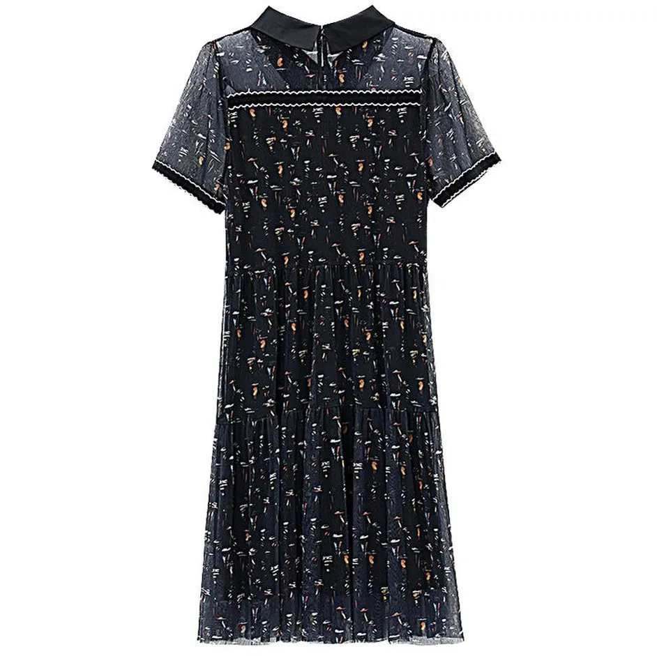 Sheer Mid-length Mesh Dress with a Flattering Fit