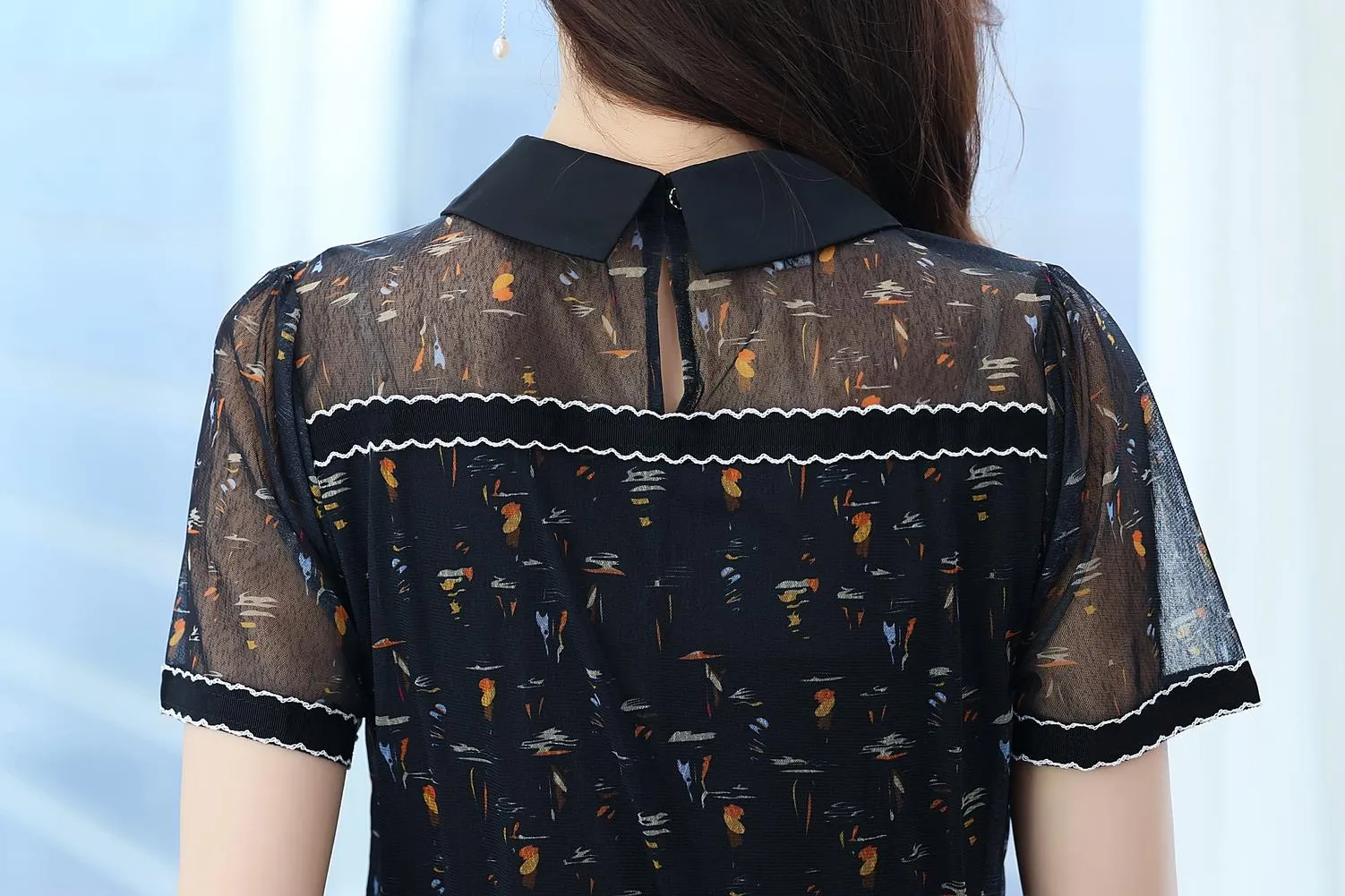 Sheer Mid-length Mesh Dress with a Flattering Fit