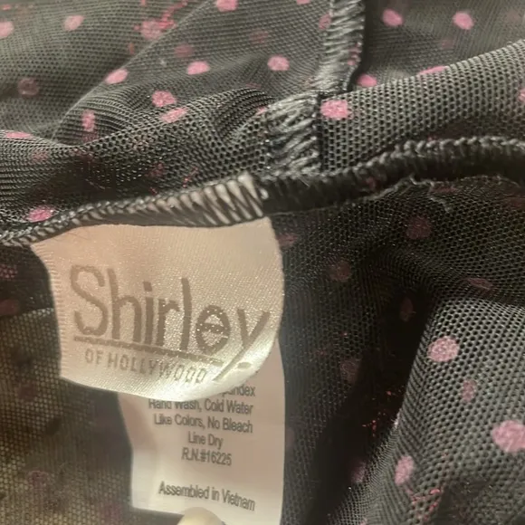 Shirley of Hollywood sheer mesh dot camisole lingerie black pink cami women’s M