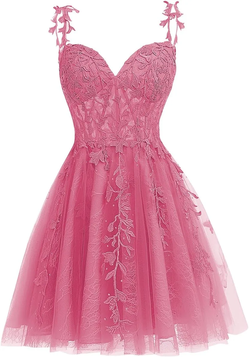 Short Navy Blue Homecoming Dresses 2024 Lace Wedding Guest Dress