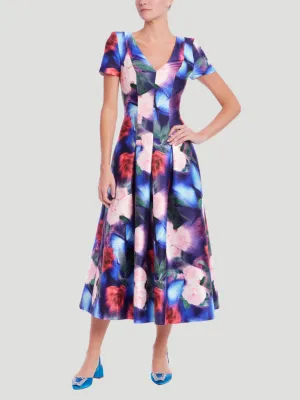 Short Sleeve Fit & Flare Midi Dress