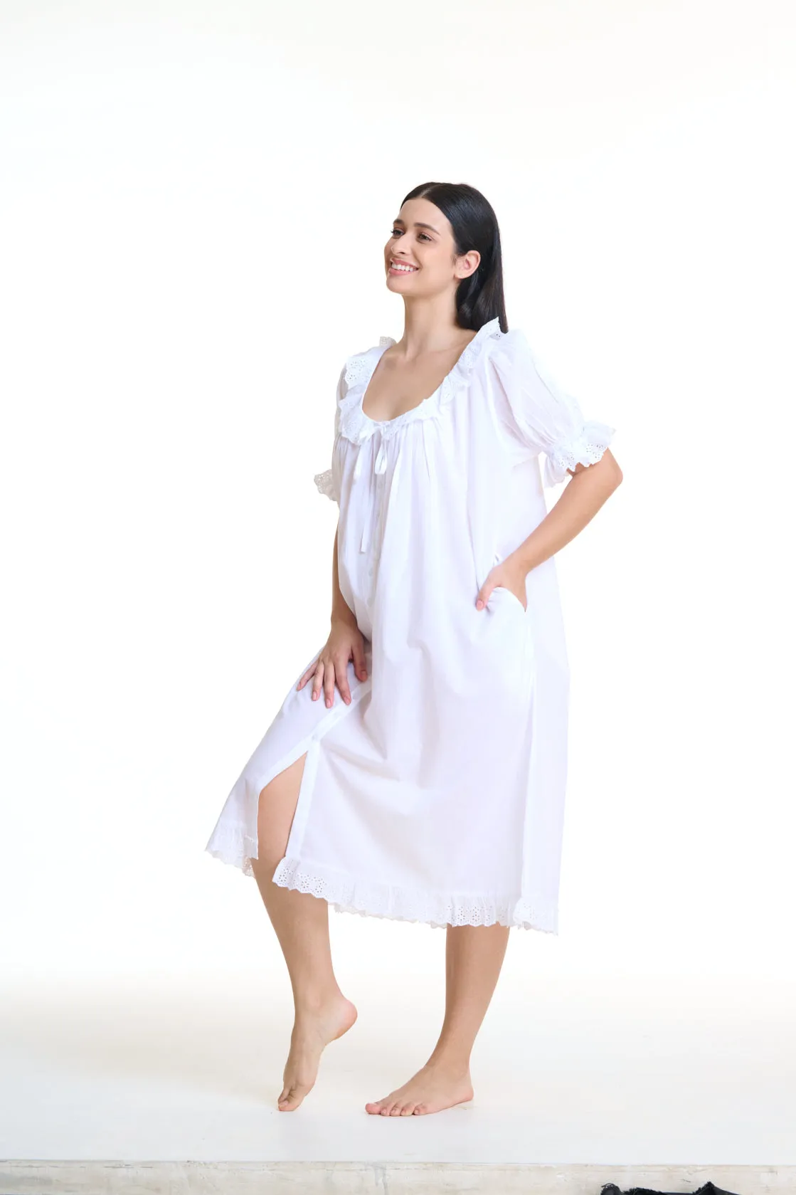 Short Sleeved Laced Nightie