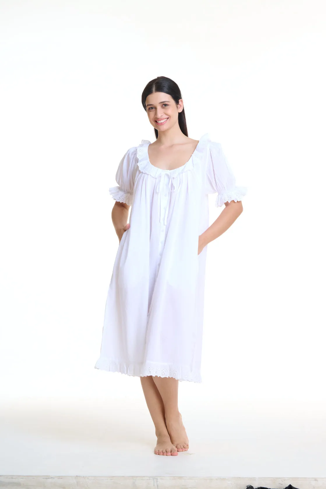 Short Sleeved Laced Nightie