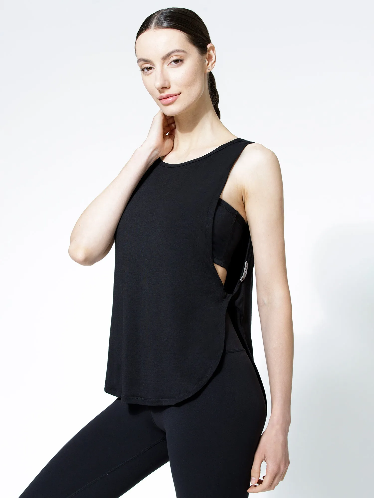 SIDE TWIST SURF TANK, LONG, BLACK