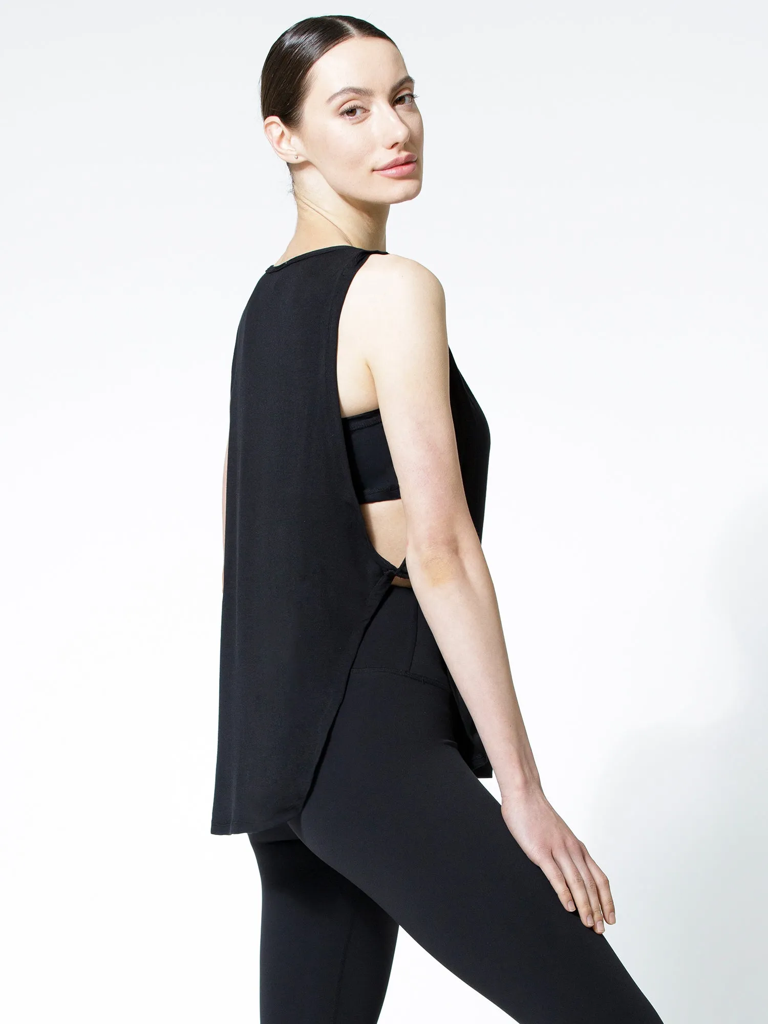 SIDE TWIST SURF TANK, LONG, BLACK