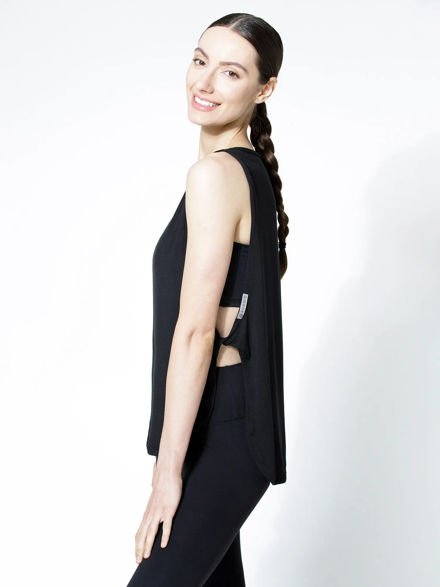 SIDE TWIST SURF TANK, LONG, BLACK