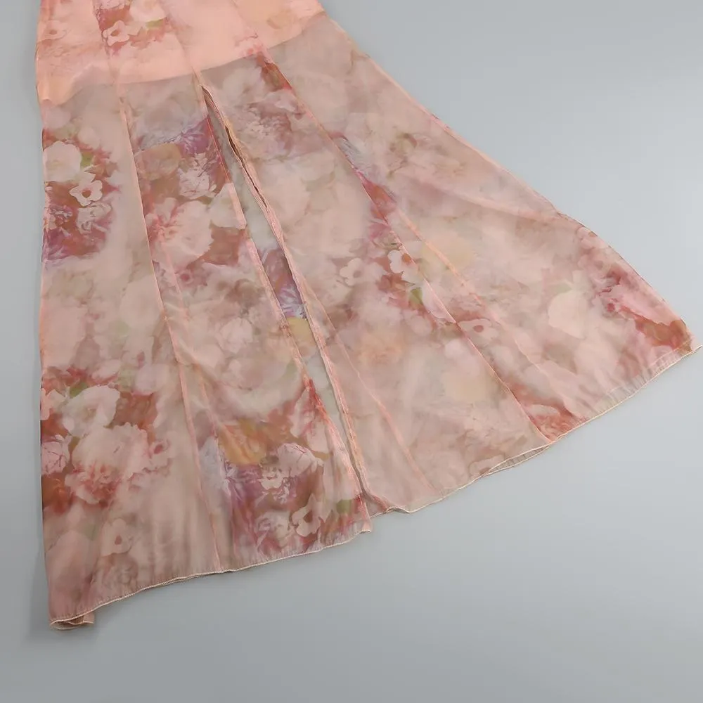 SILK FLORAL MAXI SET DRESS IN ROSE PINK
