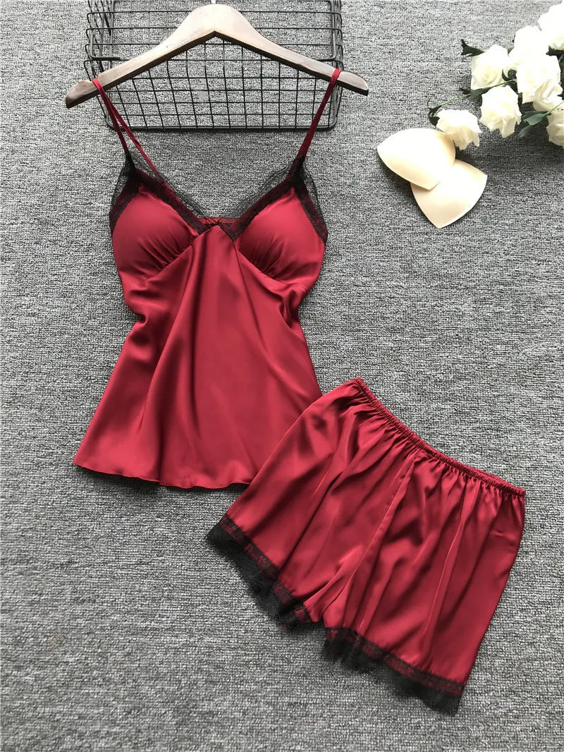 Silk pajama four piece set