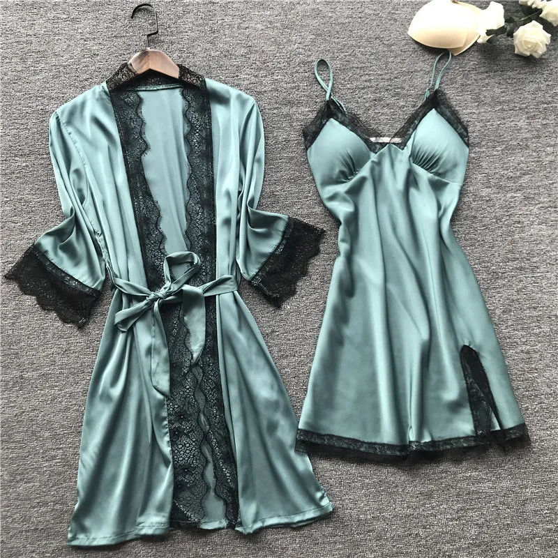 Silk pajama four piece set
